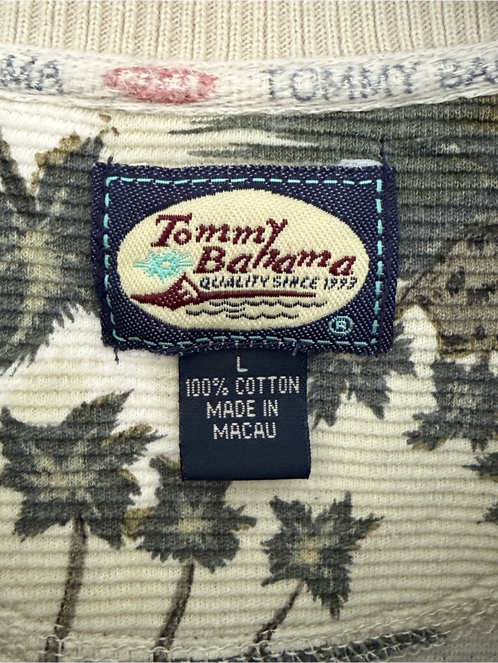 Vintage Tommy Bahama Men's 100% Cotton Island-Print Polo Shirt Sz Lg Knit Collar - Picture 3 of 10